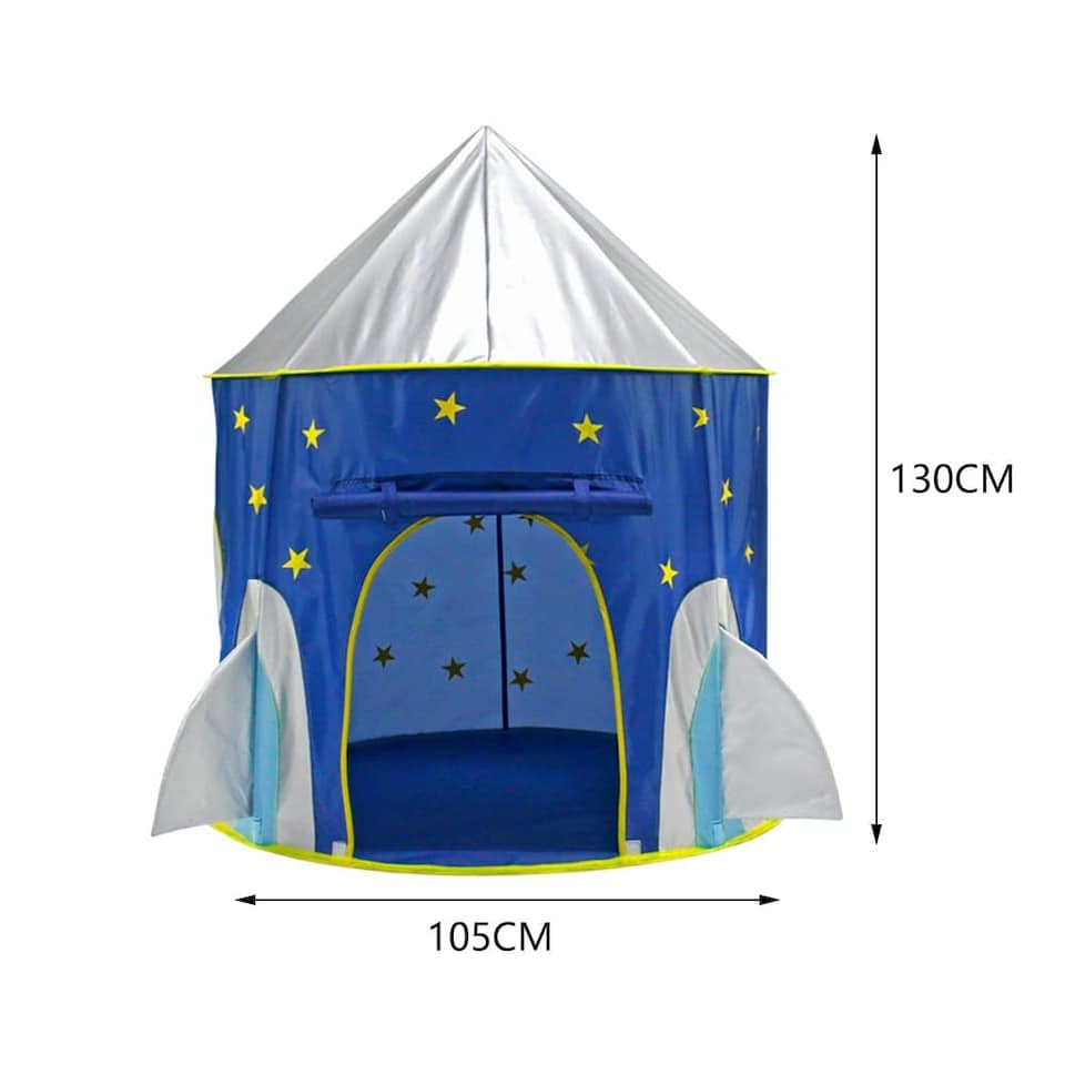 image 1 of Living and Home Round Kids Playhouse SpaceshipTent for Boys - Blue