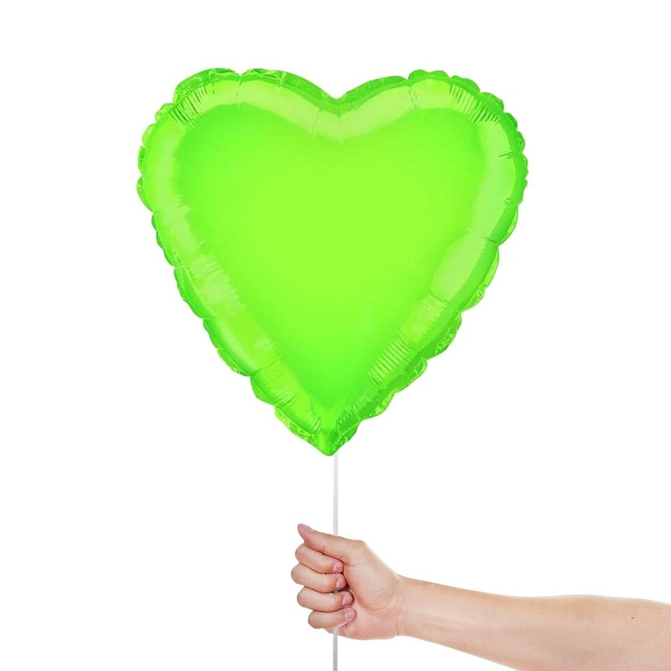 image 1 of Lime Green Heart Shape Foil Helium Balloon 46cm / 18 in