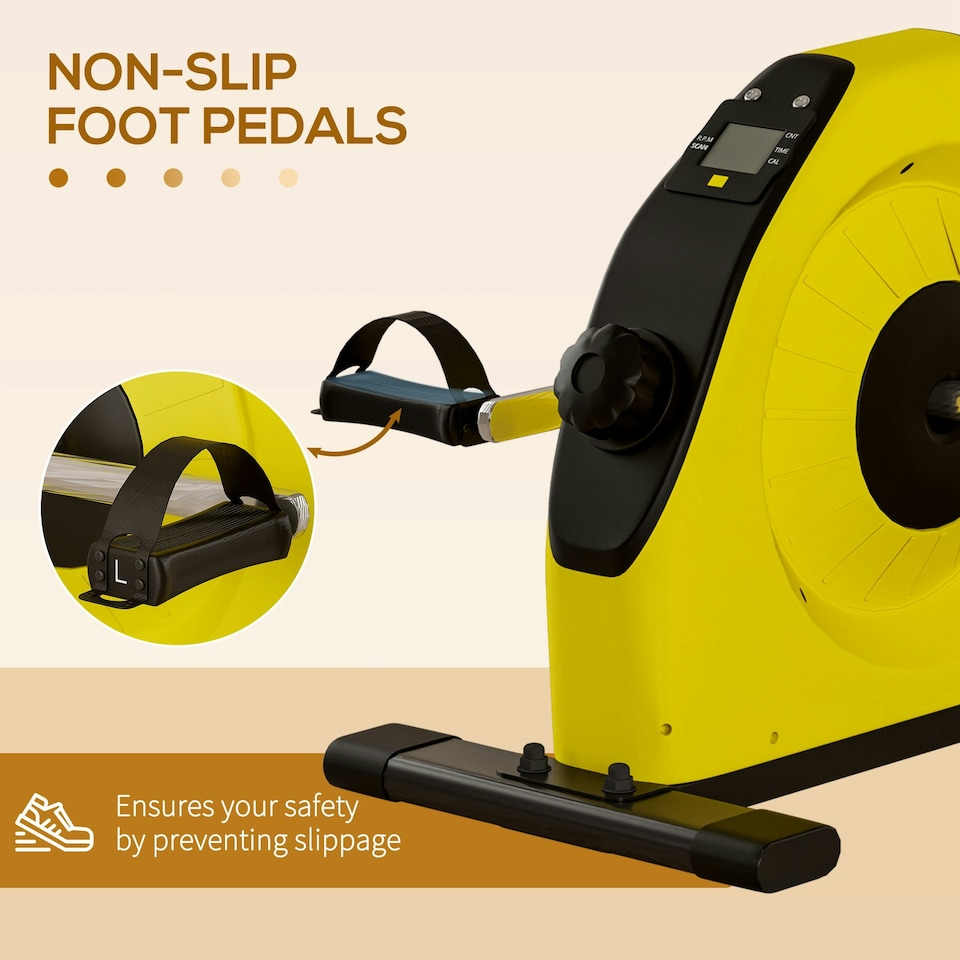 image 1 of SPORTNOW Mini Exercise Bike, Under Desk Bike for Legs, Arms Workout, Yellow