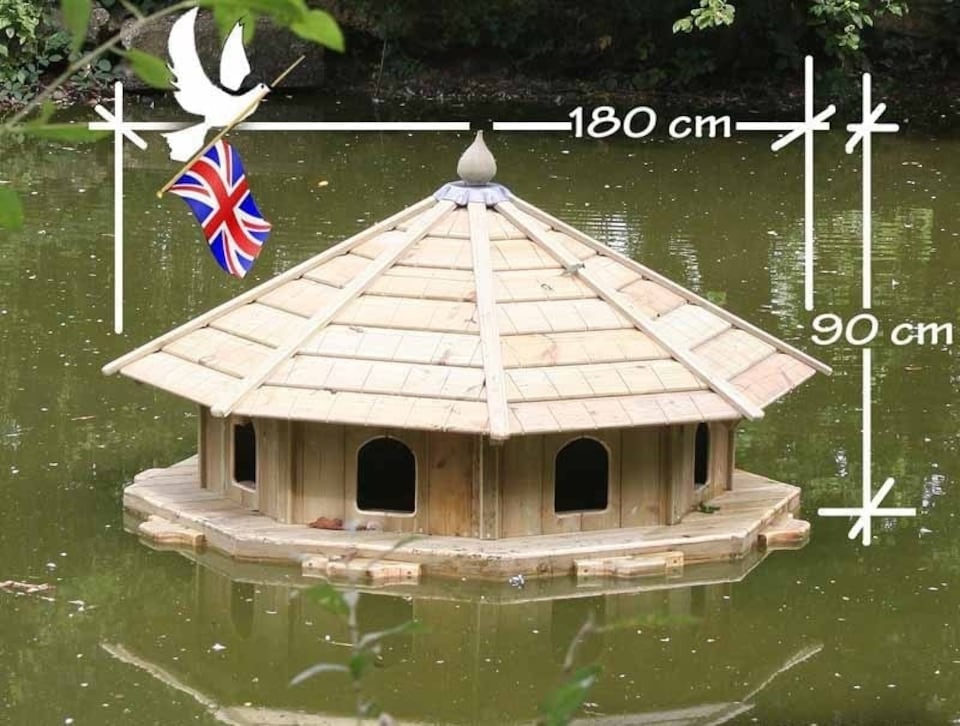 image 1 of Somerton Floating Duck Eight Nest - Pressure Treated Red Pine - L180 x W180 x H90 cm | Brown | One Size