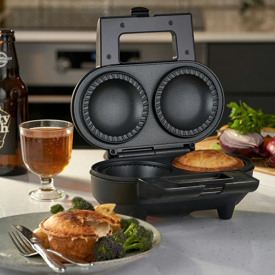 image 1 of Cooks Professional 2 Pie Maker Deep Fill Machine with Handy Cutter Included