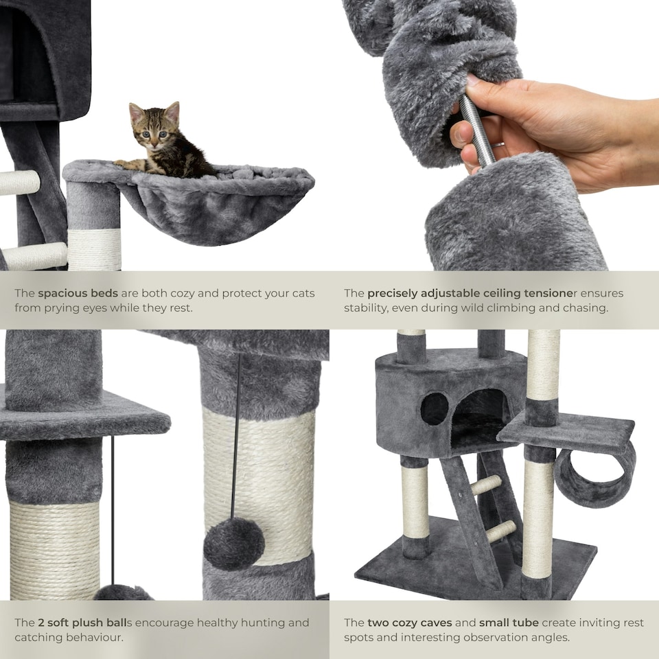 image 1 of Cat Tree Hansi - 243 to 260 cm, sisal cat scratching posts - Grey