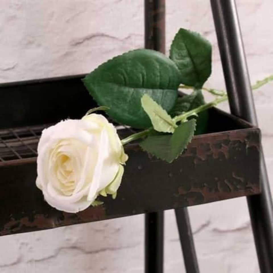 image 1 of White Buckingham Rose Artificial Silk Flower 40cm