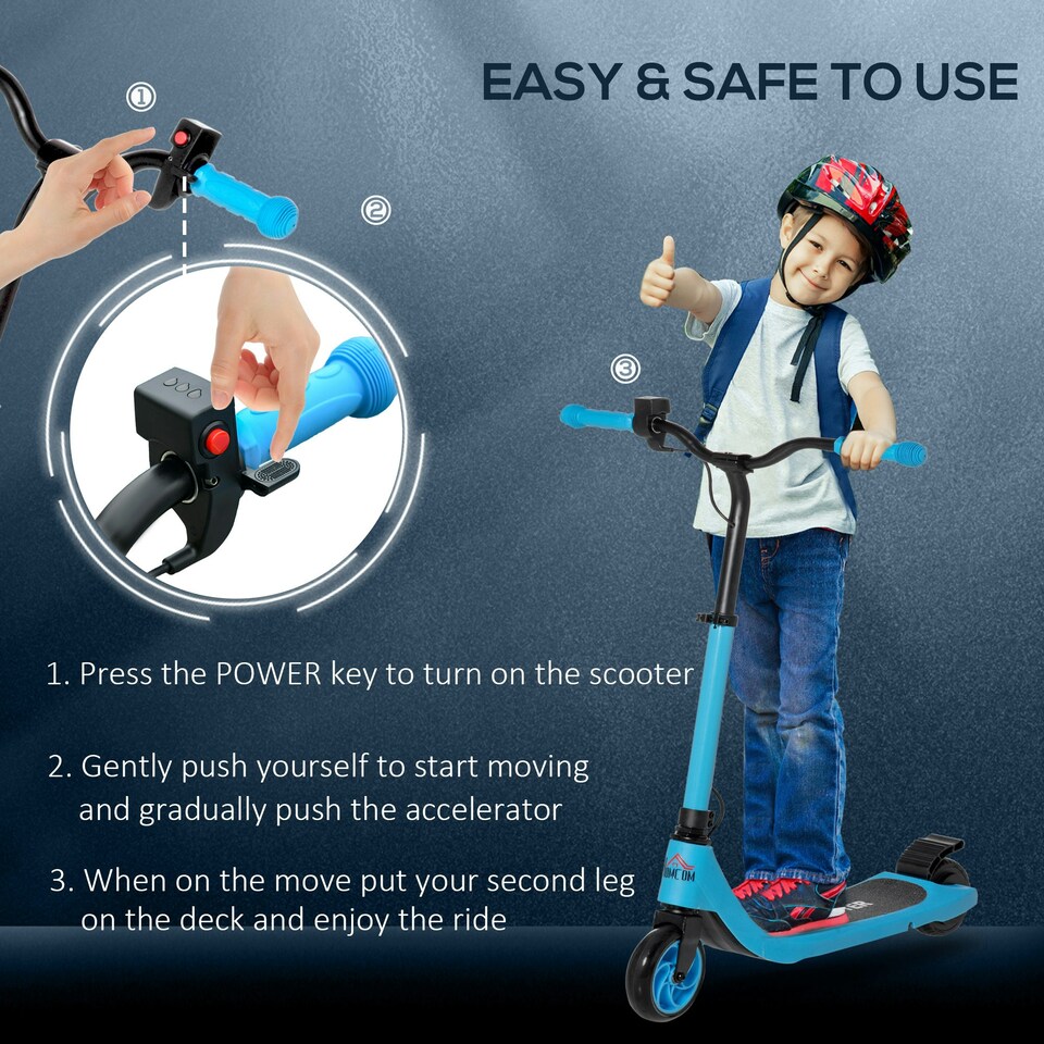image 1 of HOMCOM 120W Electric Scooter w/ Battery Level Display - Blue