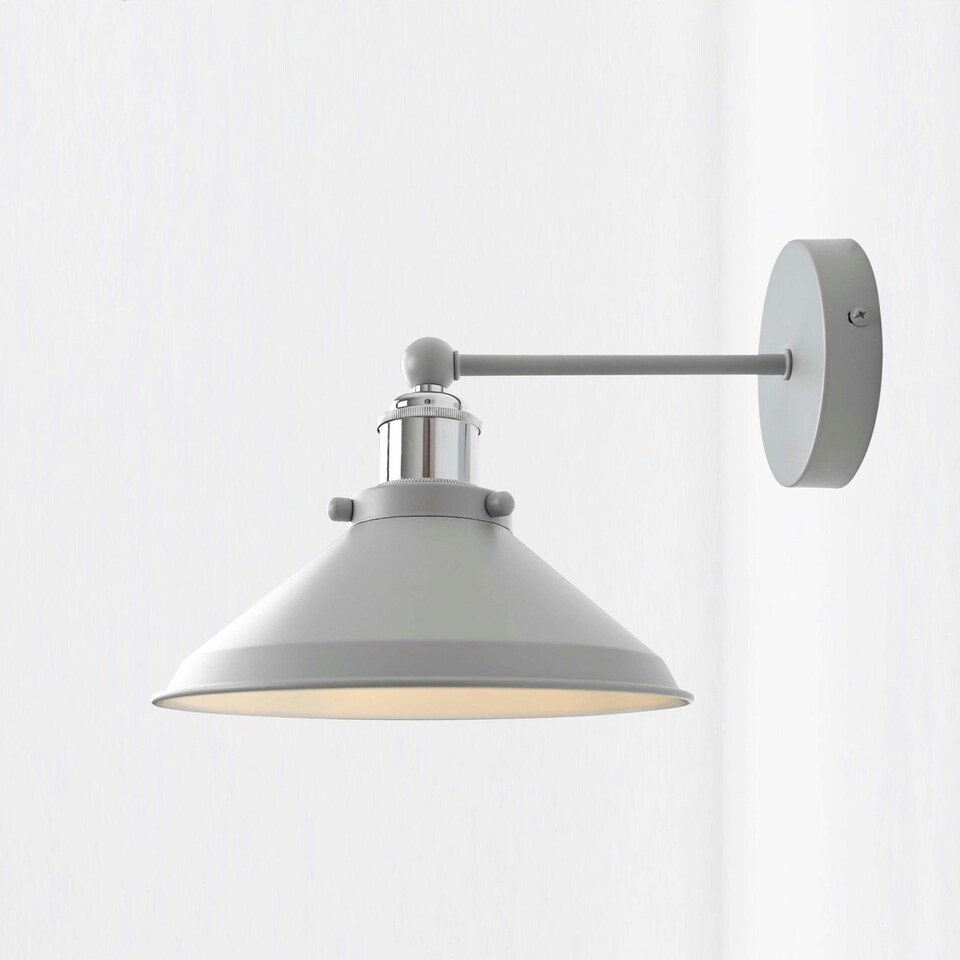 image 1 of First Choice Lighting Maxwell Flint Grey Chrome Wall Light Grey | Chrome