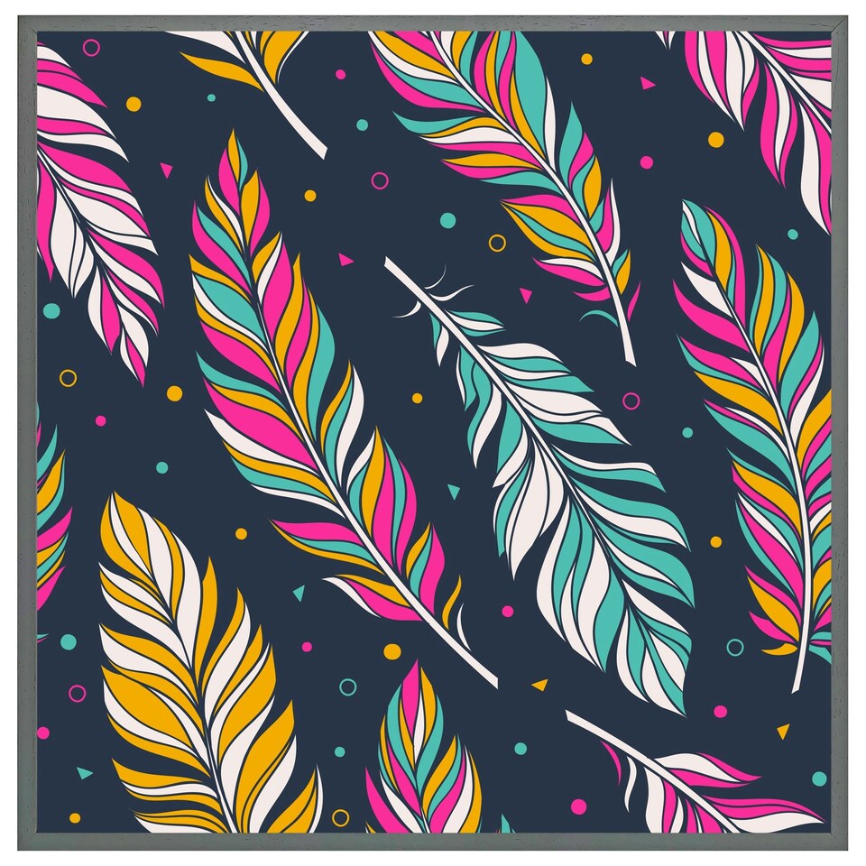 image 1 of Retro colour feathers (Picture Frame) Brown | Oak | S