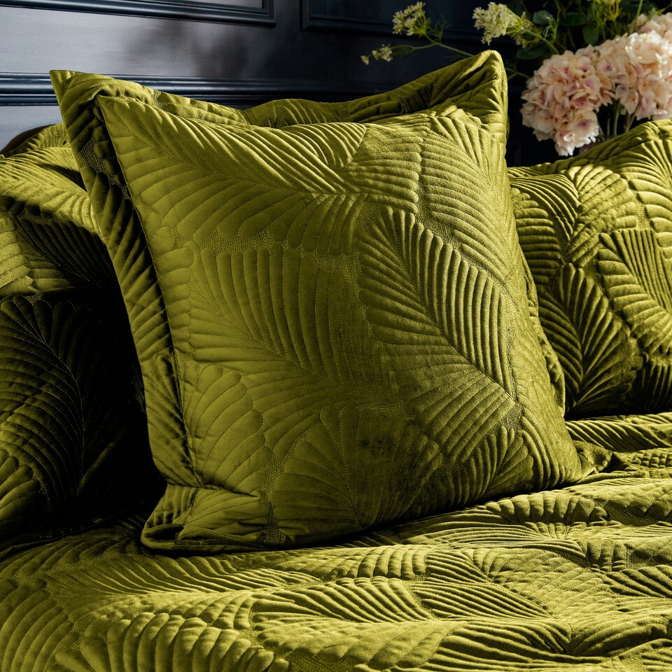 image 1 of Paoletti Palmeria Quilted Velvet Single Duvet Cover Set