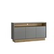 image 1 of Modern Grey and Oak Sideboard 140 cm – 3 Door Cabinet with Open Shelf Grey