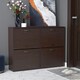 image 2 of HOMCOM Wooden Shoes Cabinet Multi Flip Down Shelf Drawer Dark Brown
