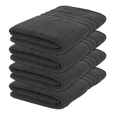 Nicola Spring Cotton Bath Towels - 135cm x 70cm - Charcoal - Pack of 4