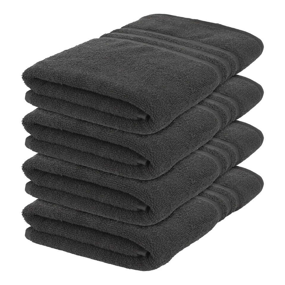 image 1 of Nicola Spring Cotton Bath Towels - 135cm x 70cm - Charcoal - Pack of 4