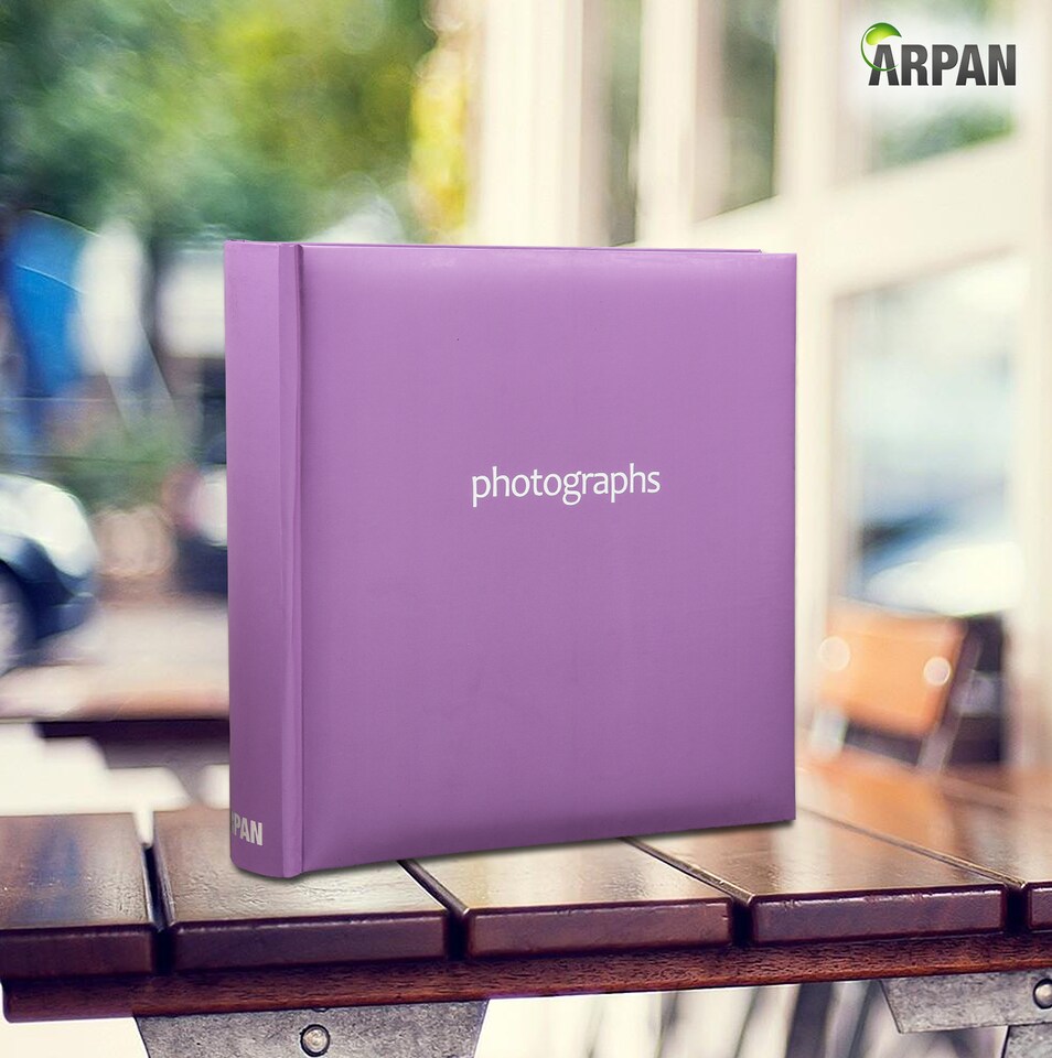 image 1 of ARPAN Slip In Case Book-Bound Memo Photo Album – Holds 200 Photos 6" x 4" (10x15cm) – Hardcover Memory Album with Writing Space for Family, Wedding & Travel Pictures