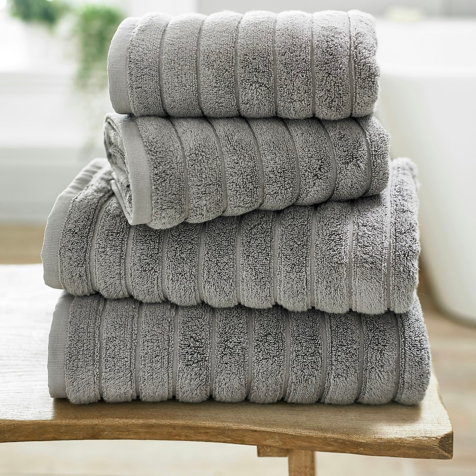 image 1 of Ribbleton 100% Cotton Zerotwist Ribbed Towels – Hand, Bath & Sheet Sizes – Ultra Soft | Grey | Dove Grey | Bath towel