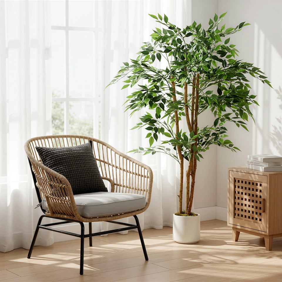 image 1 of HOMCOM 150cm Artificial Ficus Tree, Faux Plant for Home Decor