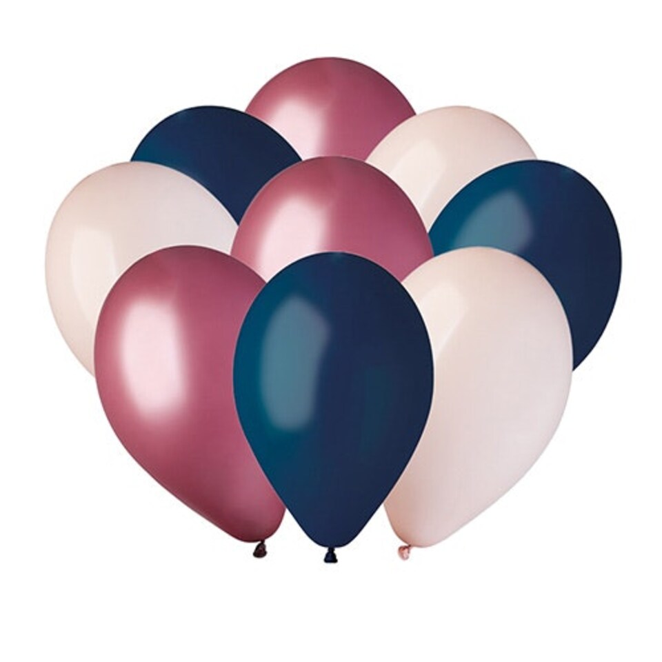 Chic Shell Cream, Vino Burgundy & Navy Blue Assorted Latex Balloons 23cm / 9 in - Pack of 30