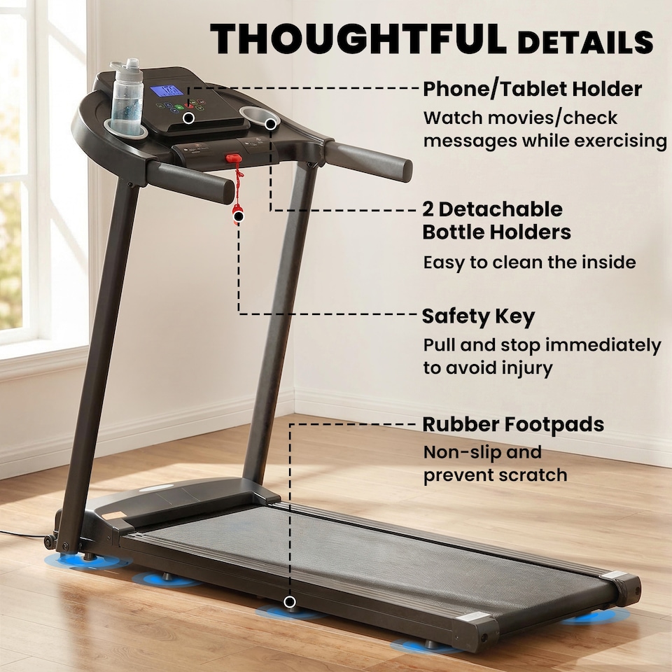 image 1 of HOMCOM Treadmill 1.5HP Electric Motorised Running Machine w/ LED Display
