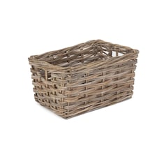 Medium Rectangular Grey Rattan Storage Basket | Grey | Grey