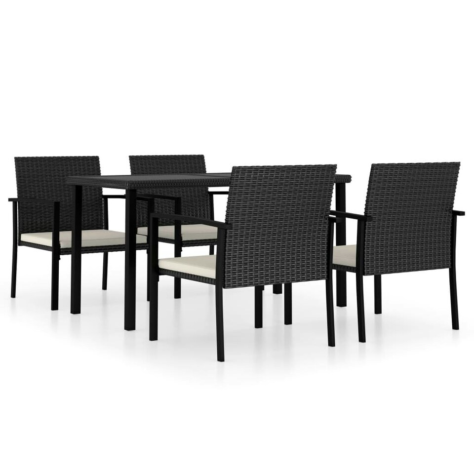 5 Piece Outdoor Dining Set Poly Rattan Black Tesco Groceries