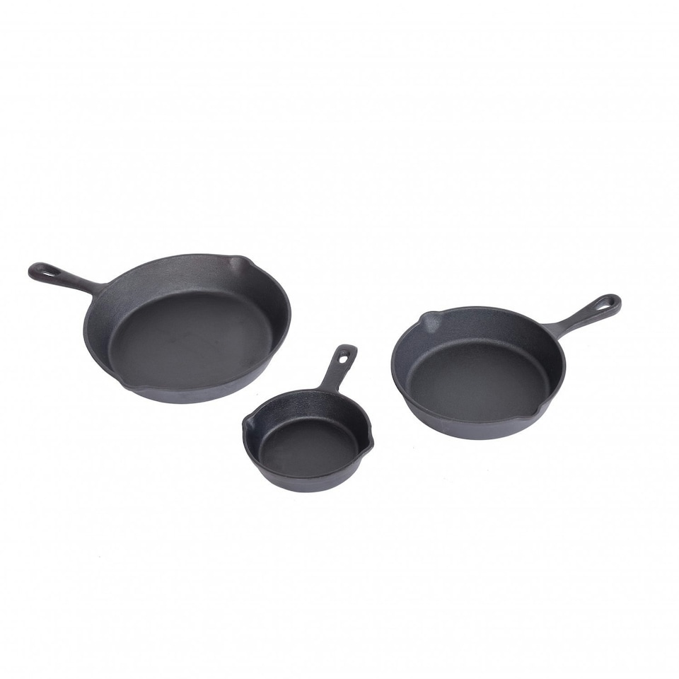 image 1 of Oypla Set of 3 Cast Iron Non Stick Skillet Frying Cooking Pans