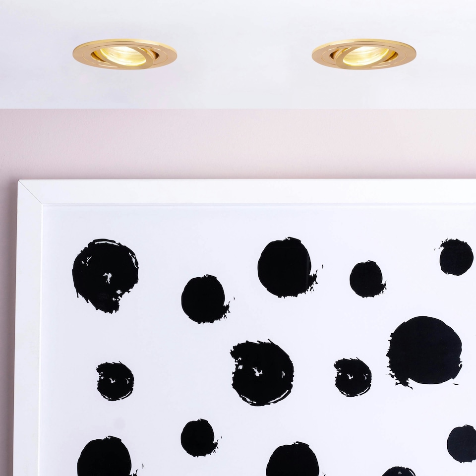 image 1 of BHS Fion Circular IP65 Tiltable Downlight | Gold | Satin Brass | 1