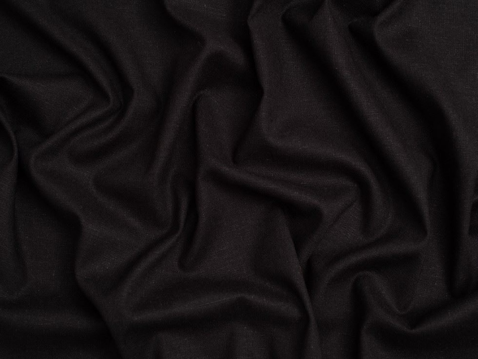 Minerva Core Range Black Stretch Woven Linen Viscose Fabric for Dressmaking, 130cm / 51" Wide - per metre