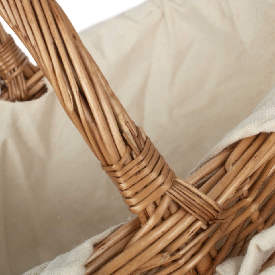 image 1 of Double Steamed Oval Shopping Basket With White Lining | White | White | S