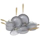 image 1 of Grey Gold Induction 10 Pc Cookware Set Non Stick Frying Pan Saucepan Cooking Pot