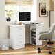 image 1 of HOMCOM Computer Desk, Writing Table, PC Workstation with 3 Storage Shelves and Drawers, Silver Handle, for Home Office, White
