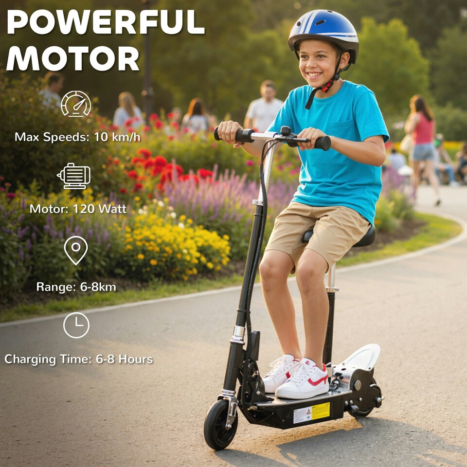 image 1 of HOMCOM Foldable Powered Scooter with Adjustable Seat, Brake, Black