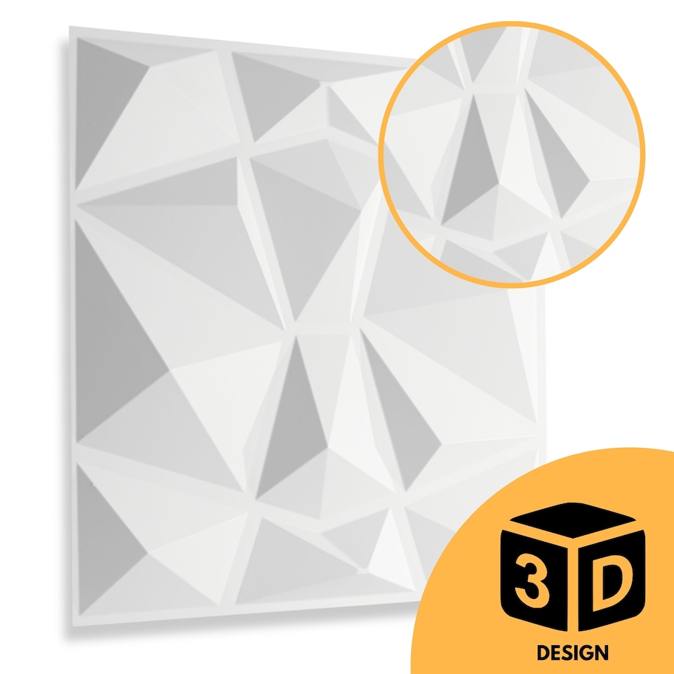 image 1 of NOVECRAFTO Decorative 3D Wall Panels (50cm x 50cm) Diamond Design PVC Cladding Panel