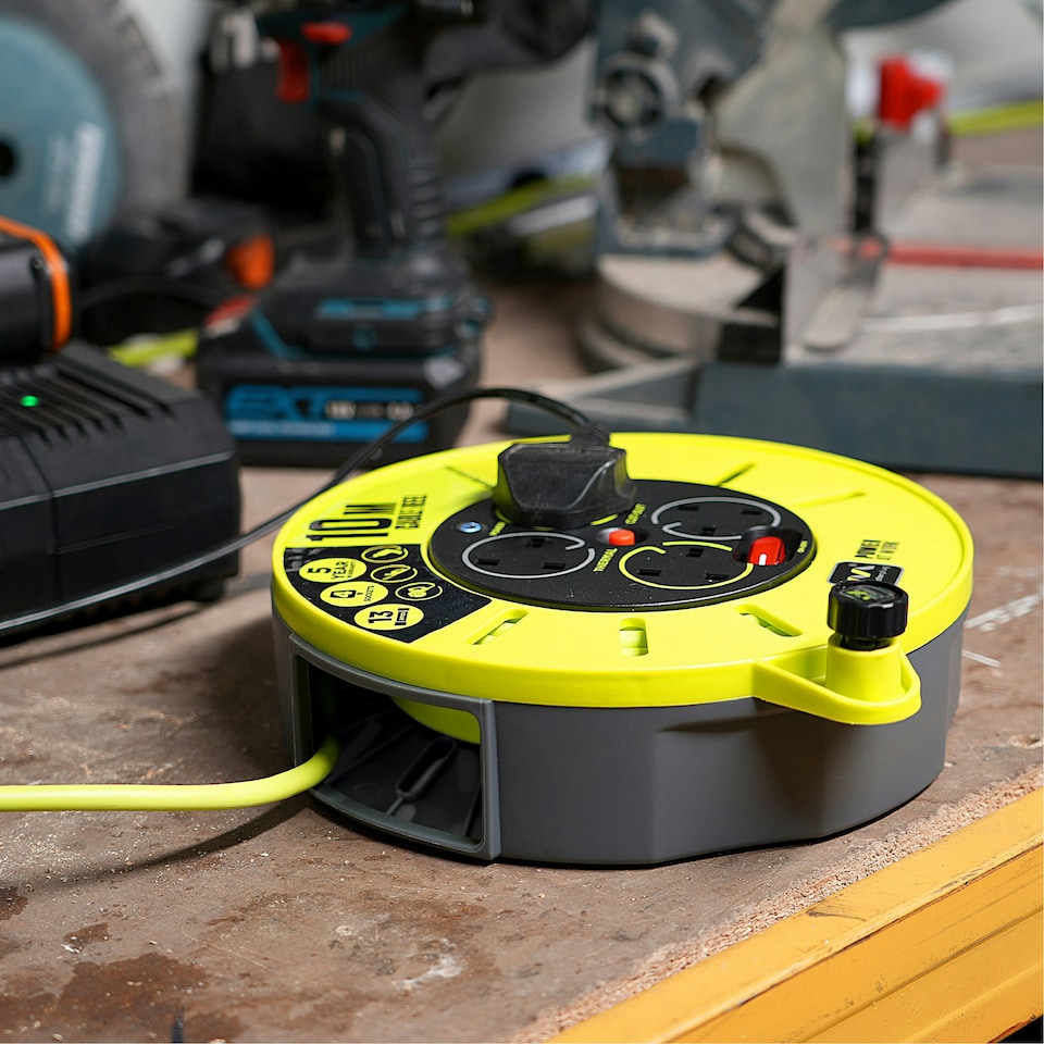 image 1 of Masterplug Pro-XT 10m 4 Socket 13A Cassette Reel with Thermal Cut-Out