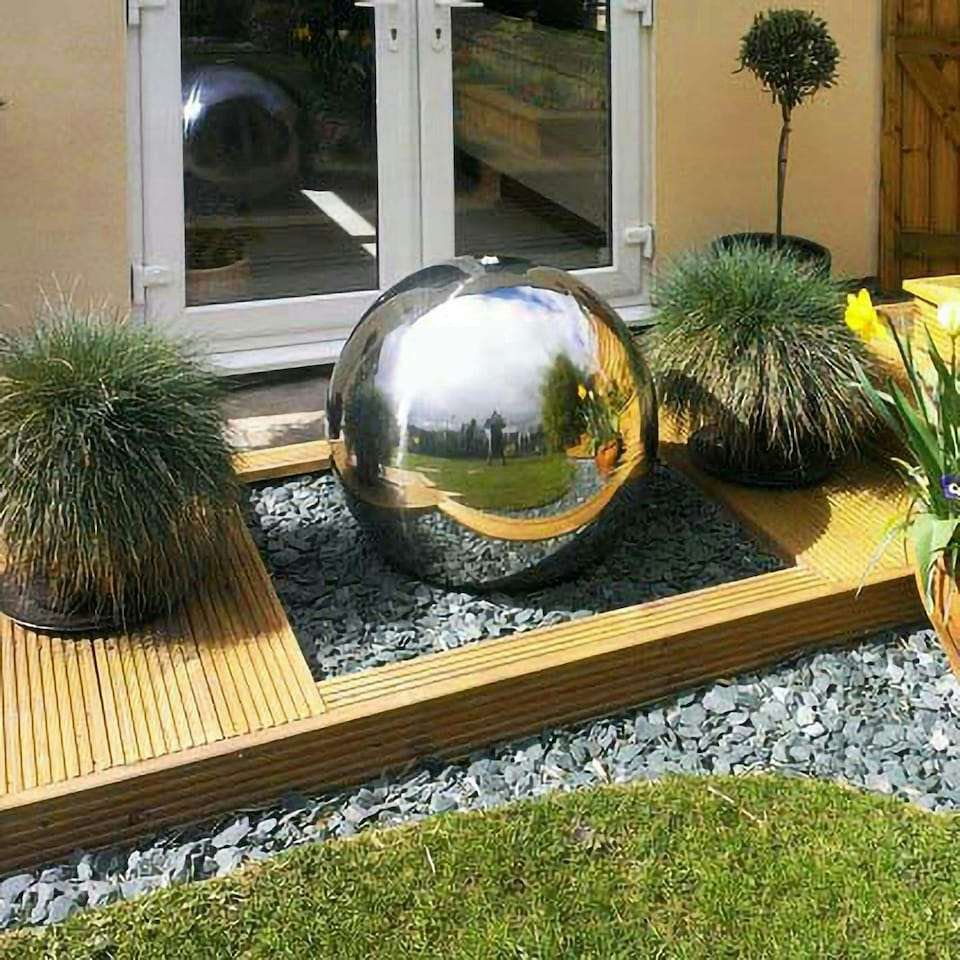 image 1 of Primrose Polished Stainless Steel Sphere Water Feature Lights No Reservoir 120cm