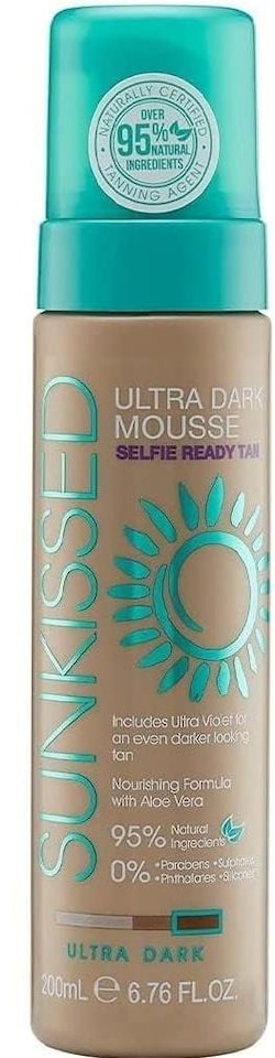 Sunkissed Self Tan Mousse Ultra Dark 200ml 95 Percent Natural (SINGLE)