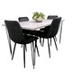 image 1 of Grey Dining Table with Hairpin Legs & 4 Black Velvet Chairs Set for Kitchen & Dining Room Grey