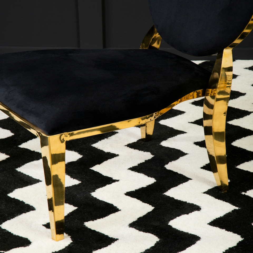 image 1 of Interiors by Premier Stackable Gold Finish Dining Chair, Backrest Indoor Velvet Chair, Easy to Clean Bedroom Velvet Chair