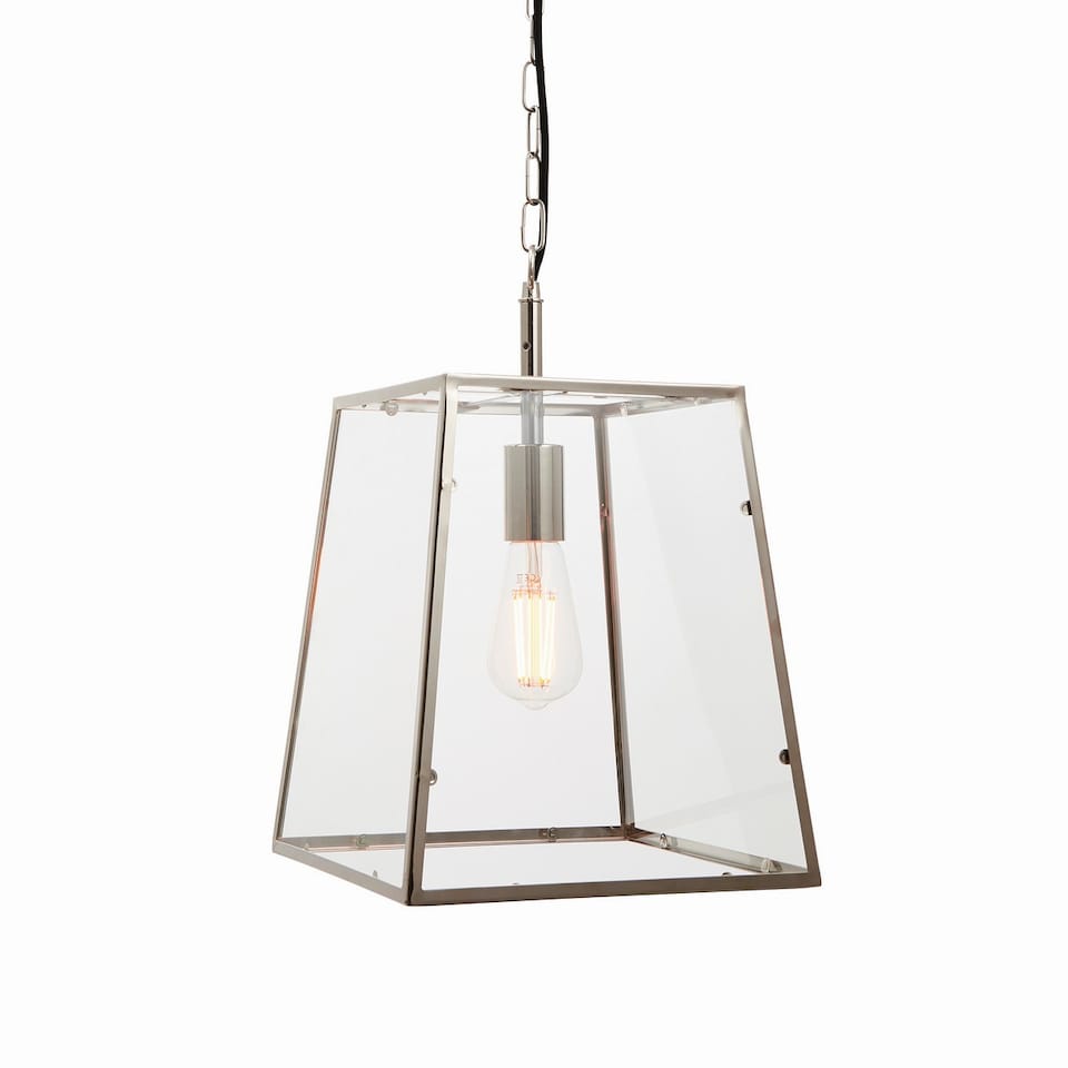 image 1 of Hurst Pendant Bright Nickel Plate & Clear Glass 1 Light Dimmable IP20 - E27