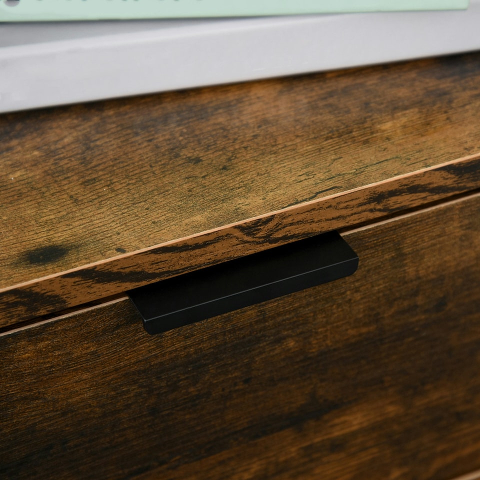 image 1 of HOMCOM Industrial 3-Drawer Bedroom Chest of Drawers with Metal Frame, Brown