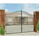 image 1 of Corfe Premium Spear Top Tall Bow Top Double Estate Gate - Steel - Fits Gap 2134 mm x 2083 mm High - Electro Galv./Black Black