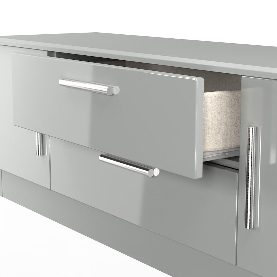 image 1 of Windsor 2 Door 2 Drawer Wide TV Unit in Grey Gloss & Dusk Grey (Ready Assembled) | Grey | Grey Gloss / Dusk Grey