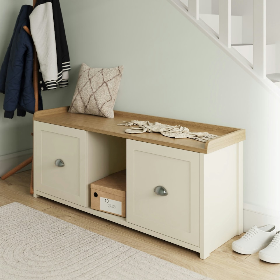 image 1 of GFW Lancaster 2 Door Shoe Bench - Cream