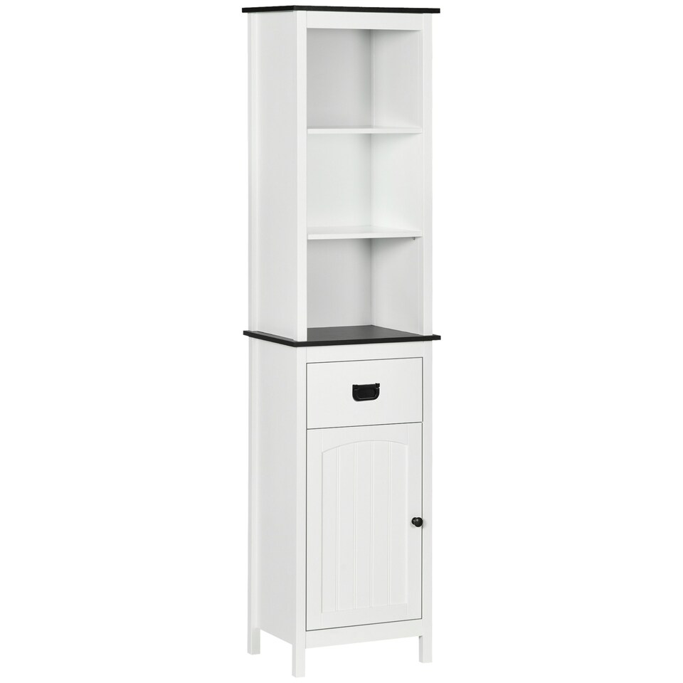 image 1 of kleankin Freestanding Tallboy Storage Unit W/ Drawer Single Door