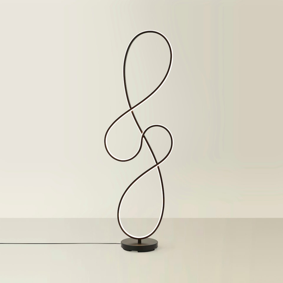 image 1 of ValueLights Infinity Black Swirl Integrated LED Floor Lamp Black