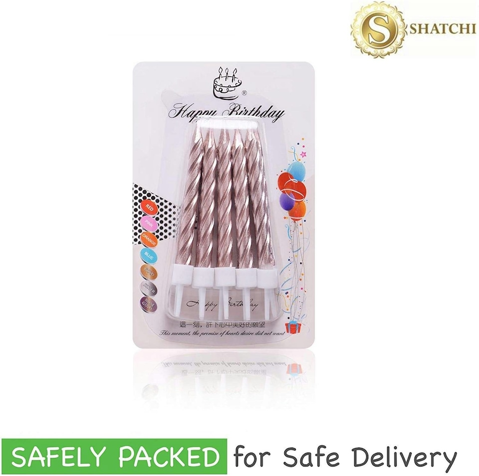 image 1 of 10pcs Rose Gold Candles for Birthday Cake Topper | Gold