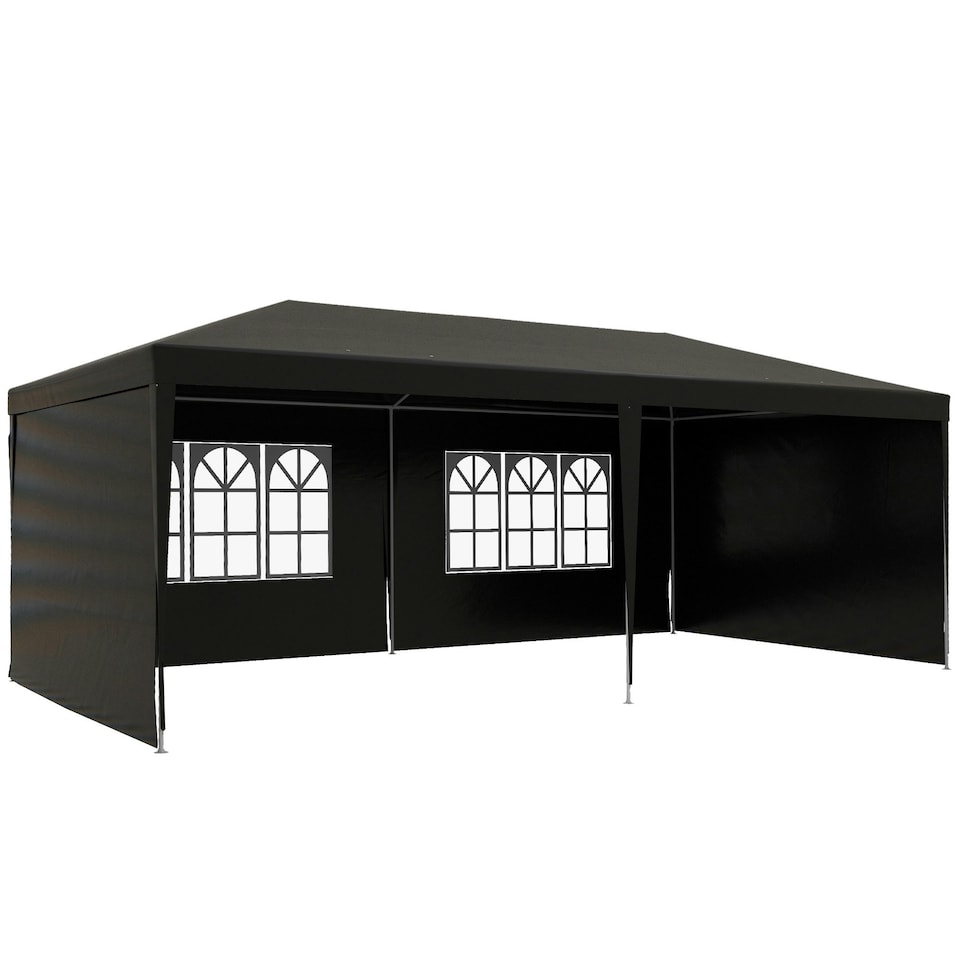 image 1 of Outsunny 6m x 3m Garden Gazebo Marquee Canopy Party Tent Canopy Patio Black