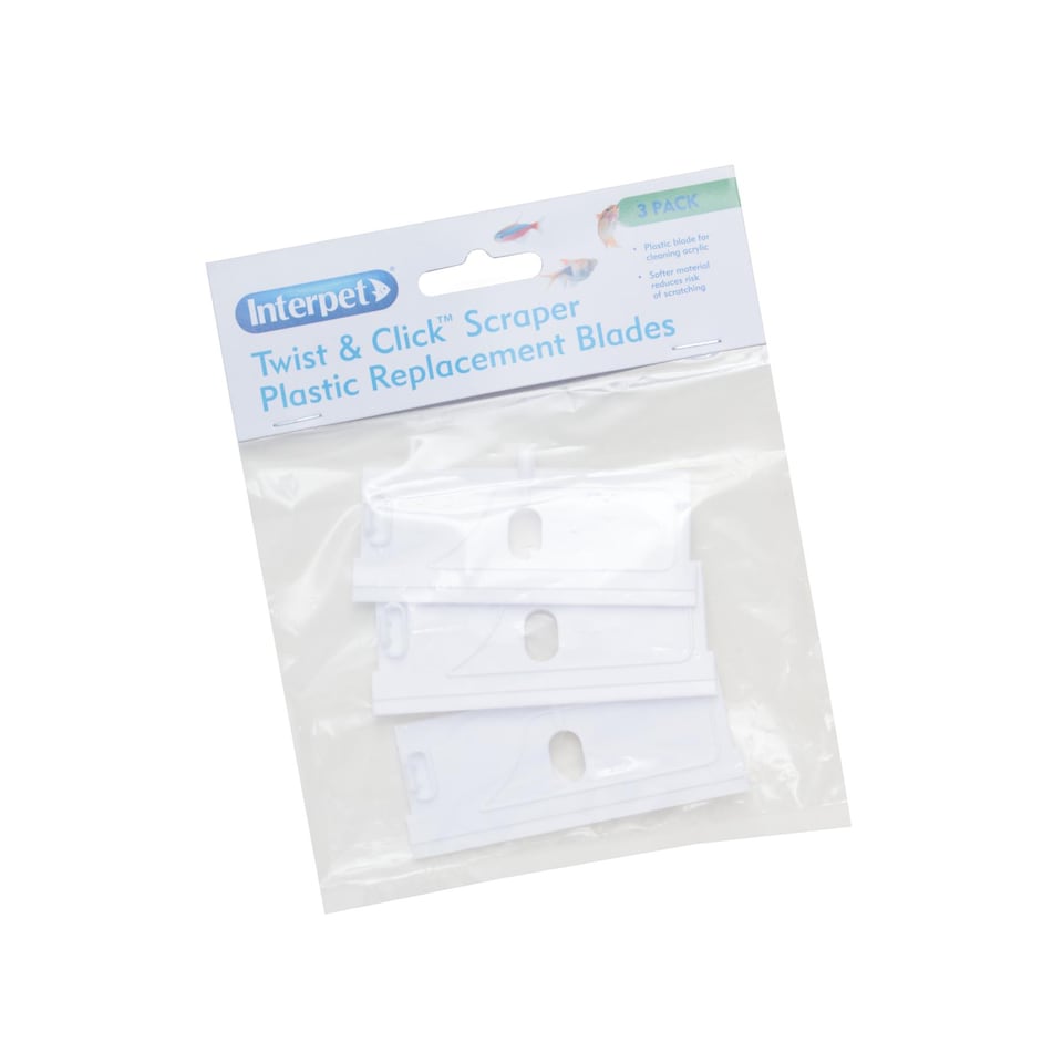 Interpet Replacement Spare Plastic Blades Aquarium Twist & Click Scraper Algae Remover - 3 Pack