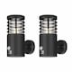 image 1 of Set of 2 Bloom - Black IP44 Outdoor Motion Sensor Wall Lights | Black | Clear | 2