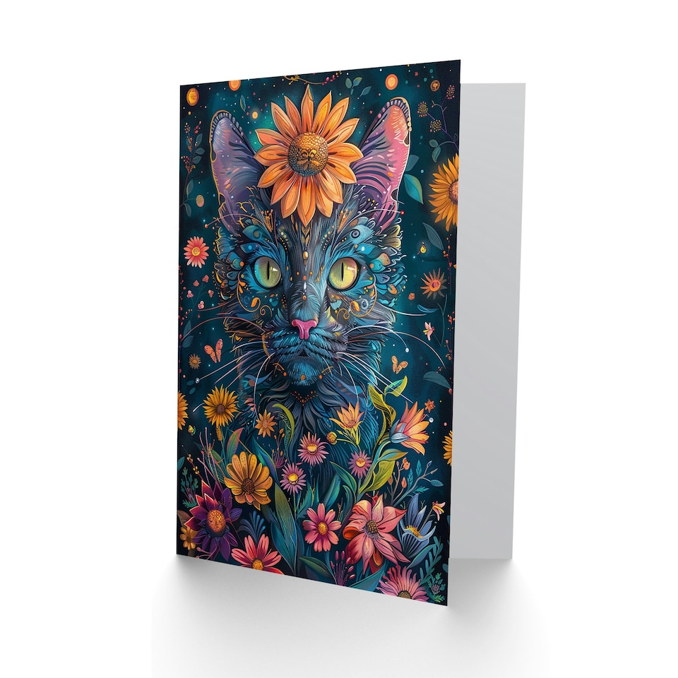 image 1 of Garden Queen Cat Lover Floral Design Woman Her Birthday Card