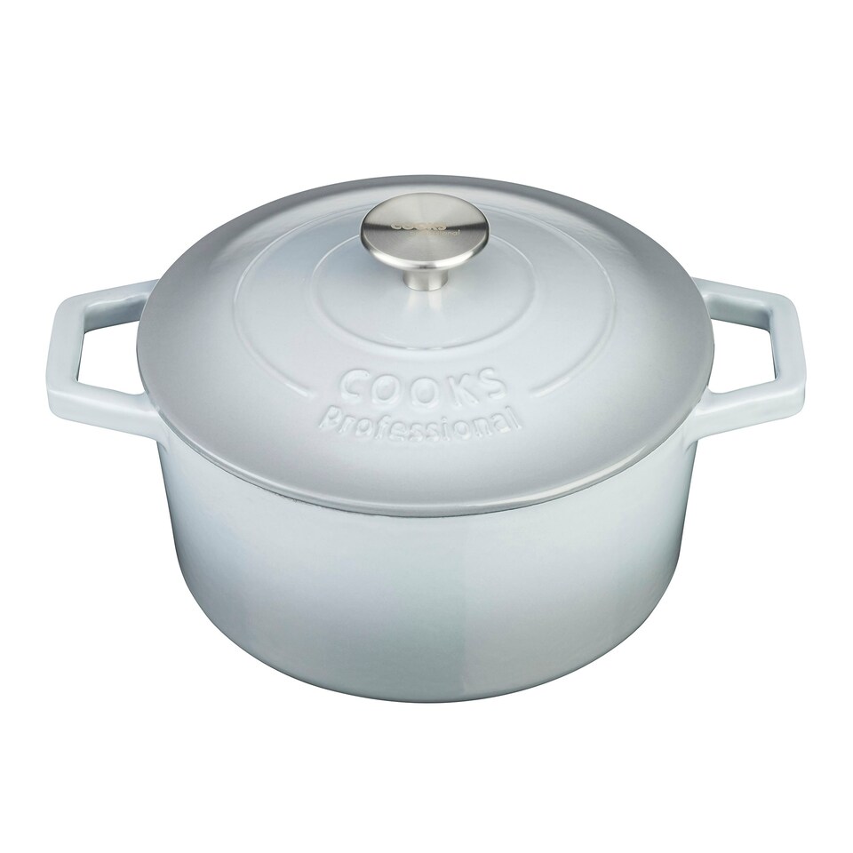 image 1 of Cooks Professional Cast Iron Casserole 20cm | 2.8L Capacity | Enamelled Inside & Out | Graduated Grey