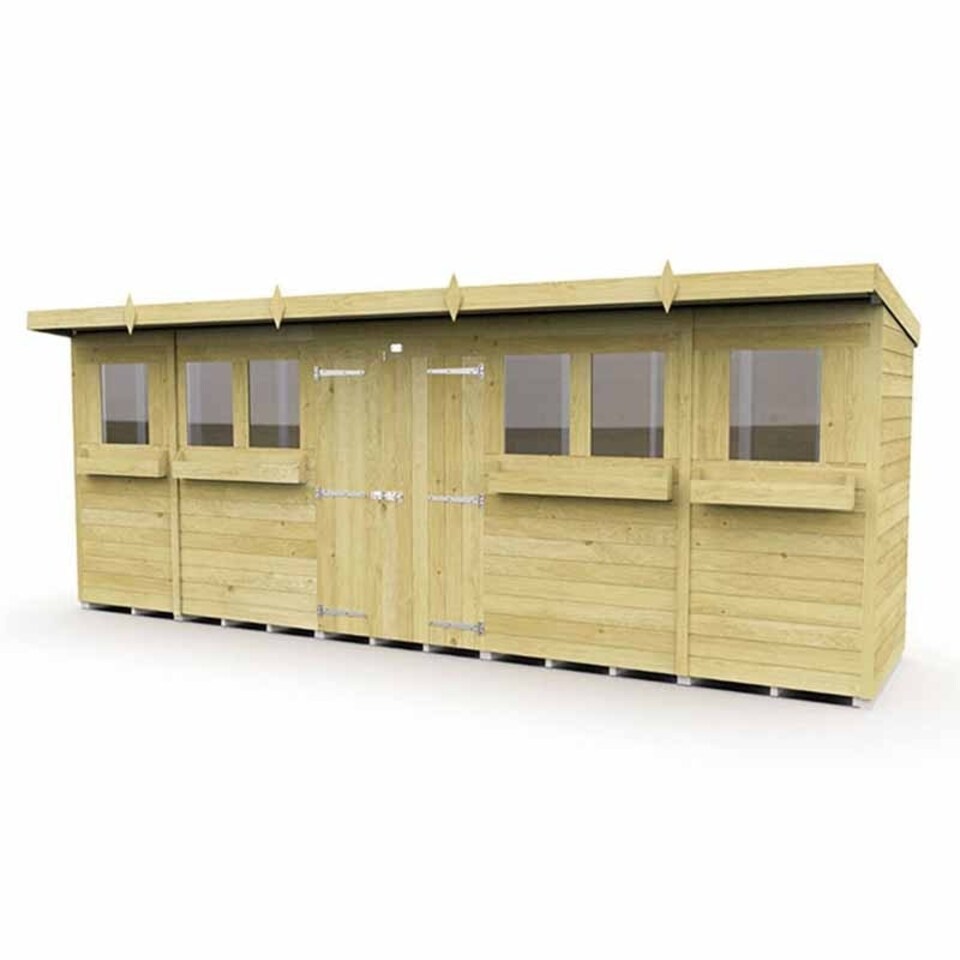 image 1 of 18 x 4 Feet Pent Summer Shed - Wood - L118 x W533 x H201 cm | Brown