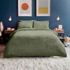 Silentnight Teddy Fleece Duvet Cover and Pillowcase Set, Sage Green, Double